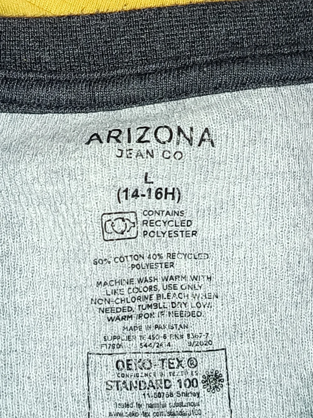 Arizona Jean Company Two-Tone Long Sleeve Henley - Light Gray & Charcoal.  KS 26